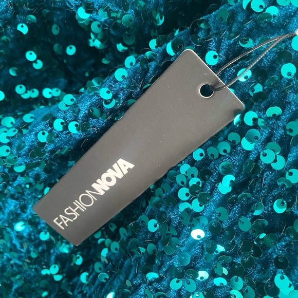 Teal Sequin Strappy Sleeveless Dress - Picture 4 of 5